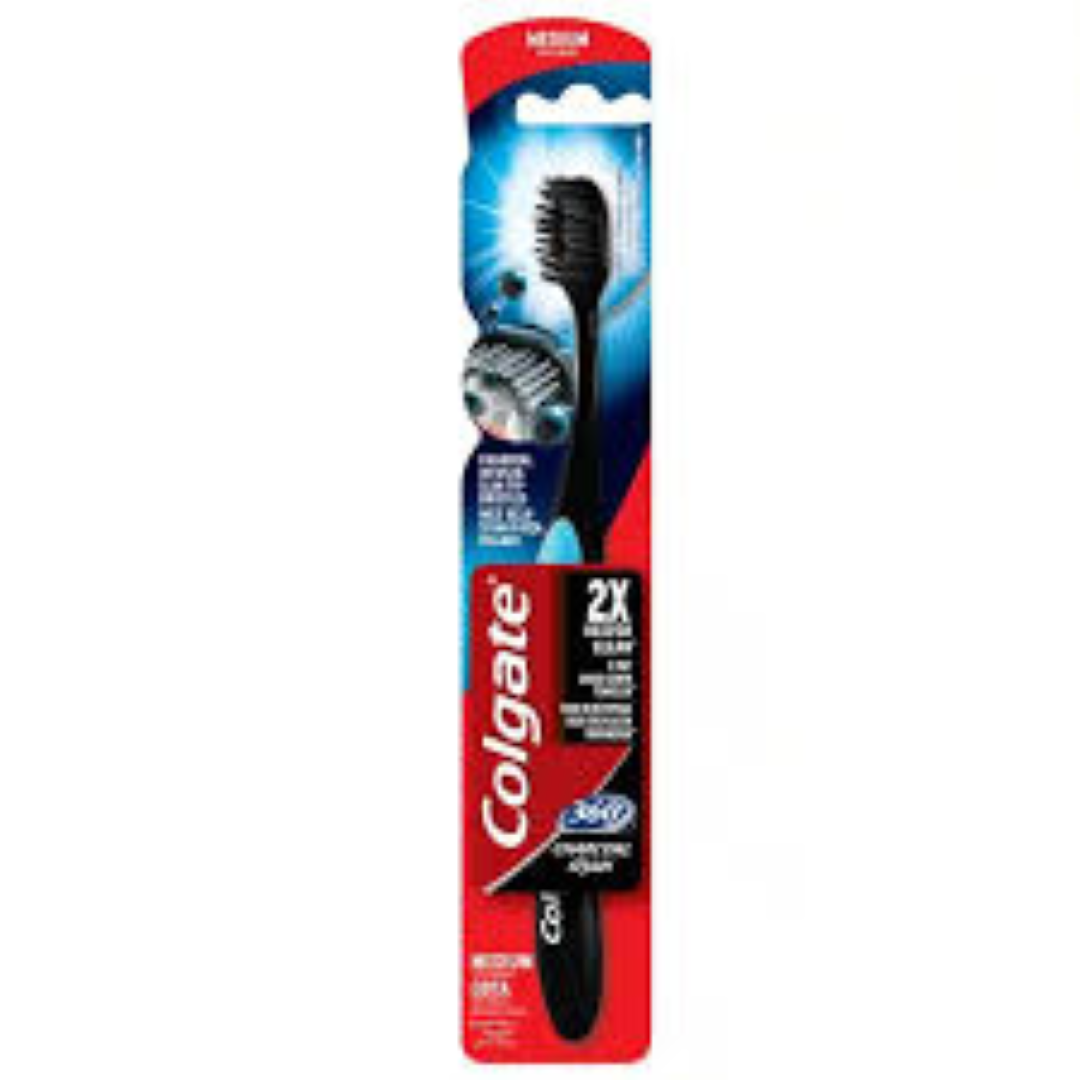 COLGATE T/BRUSH 360 CHARCOAL 2PK